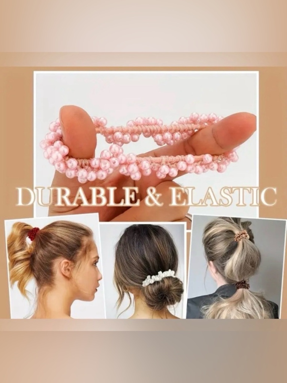 Aili’s Corner Mauve Imitation Pearl Hair Ties, New - Picture 6 of 13